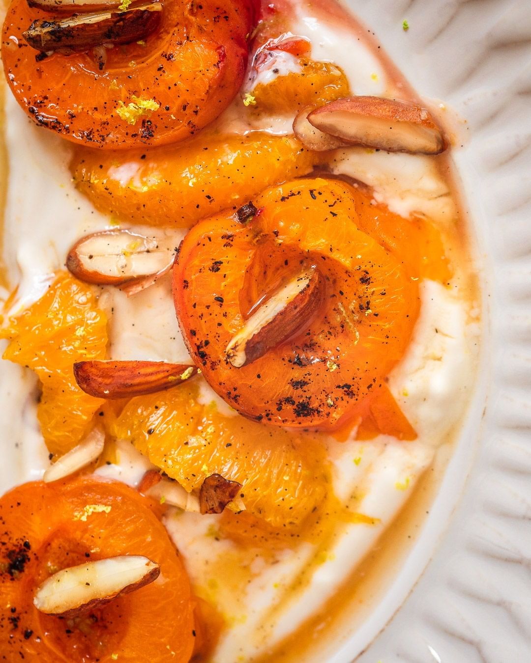 Simple Roasted Apricots with Almonds and Maple Syrup