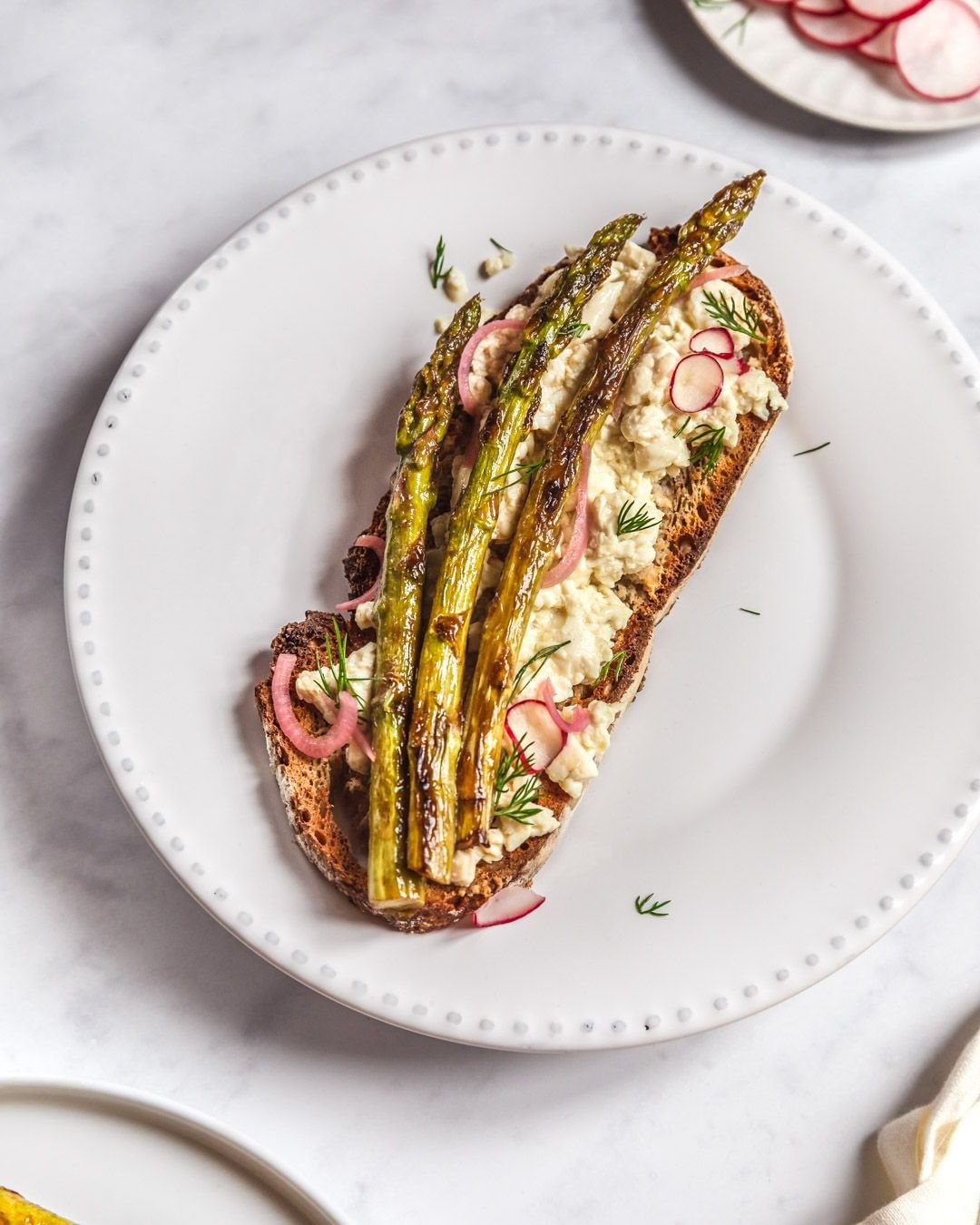 Asparagus and Tofu Toast with Balsamic Glaze