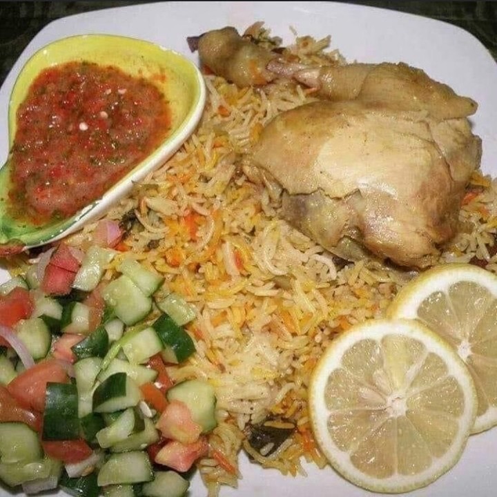 Arab Style Rice with Chicken and Salad