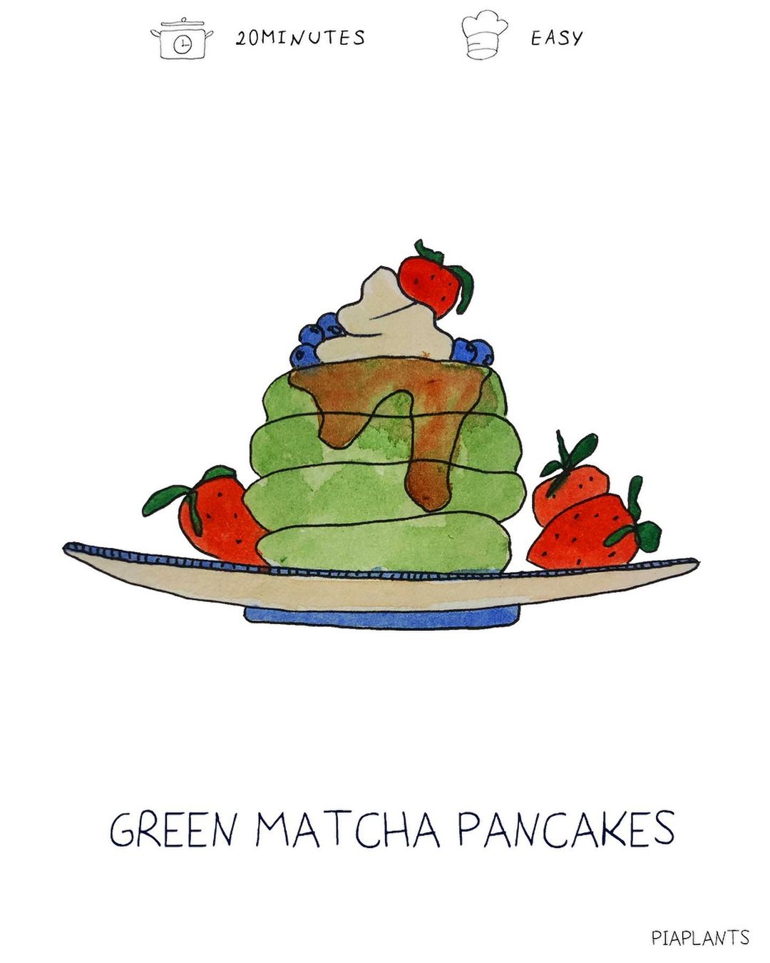 Fluffy Matcha Pancakes with Syrup