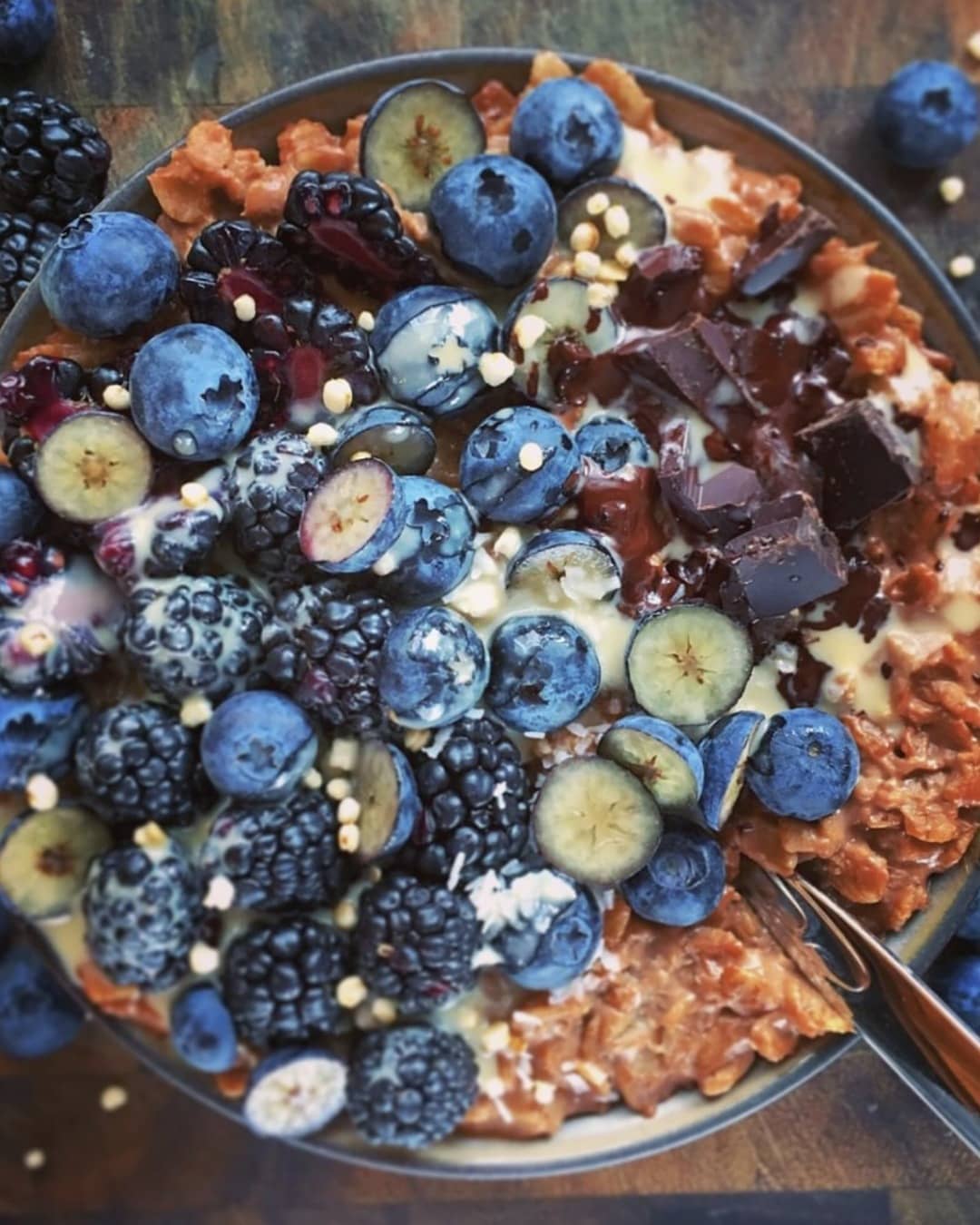 Blueberry Tahini Chocolate Oatmeal