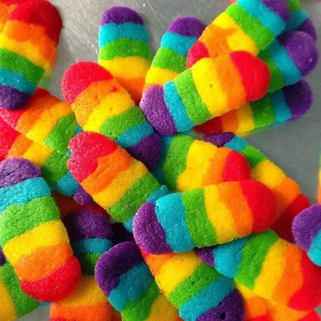 Rainbow Cat's Tongue Cookies