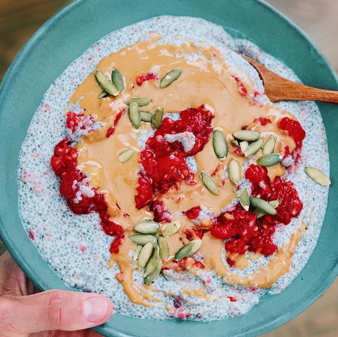 Peanut Butter and Raspberry Chia Pudding