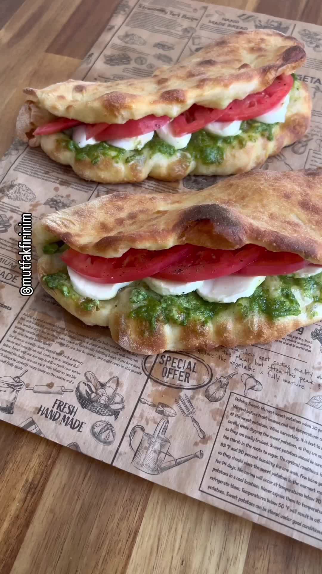 Sandwich Pizza with Basil Pesto Sauce