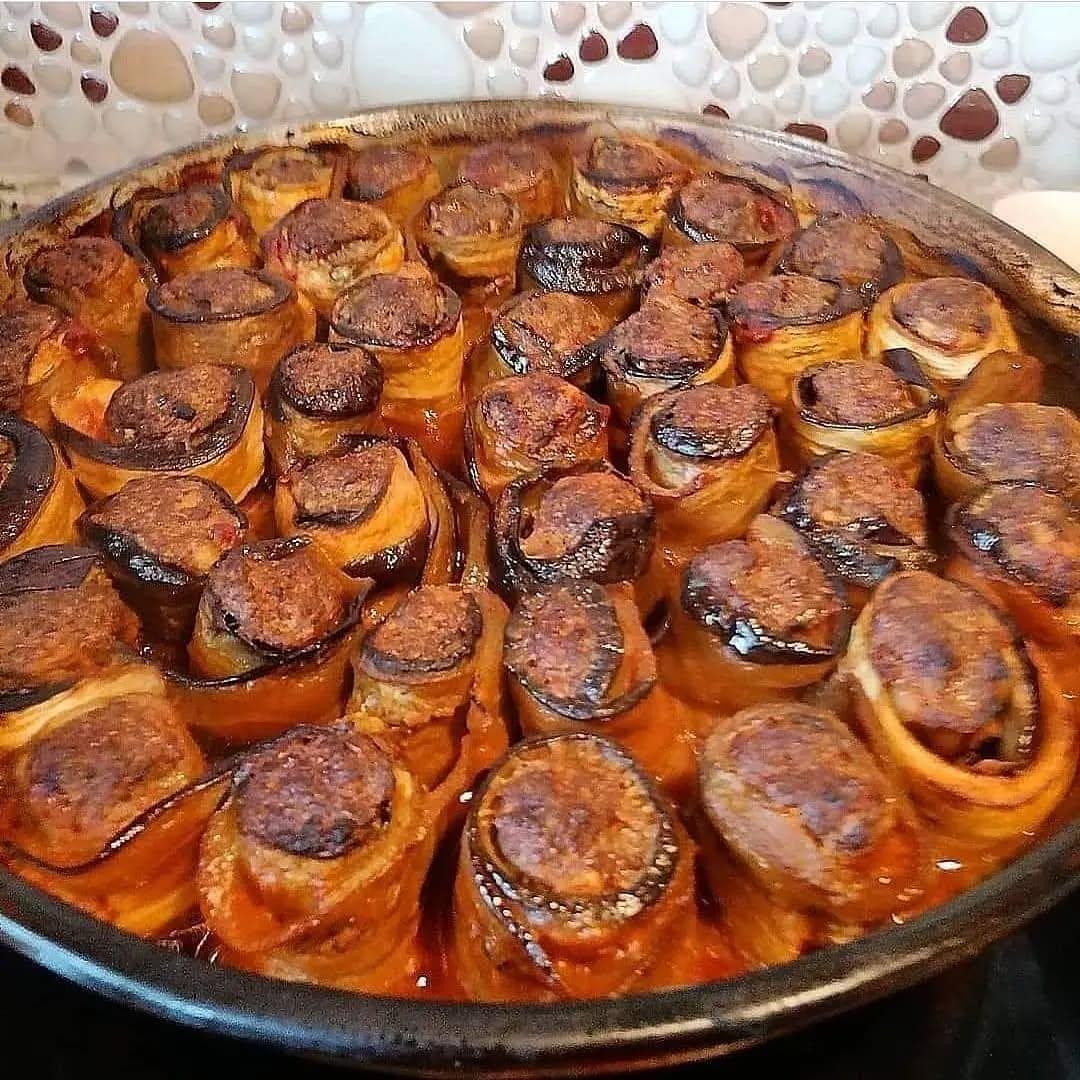 Eggplant and Meatball Rolls