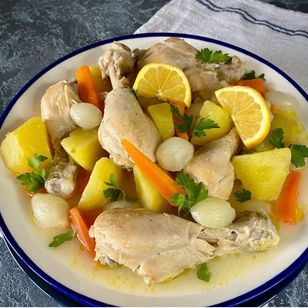 Traditional Turkish Boiled Chicken Stew