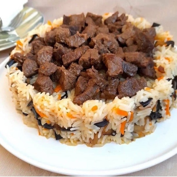 Basmati Rice Pilaf with Beef, Eggplant, and Carrot