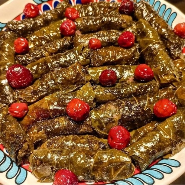 Stuffed Vine Leaves with Cherries