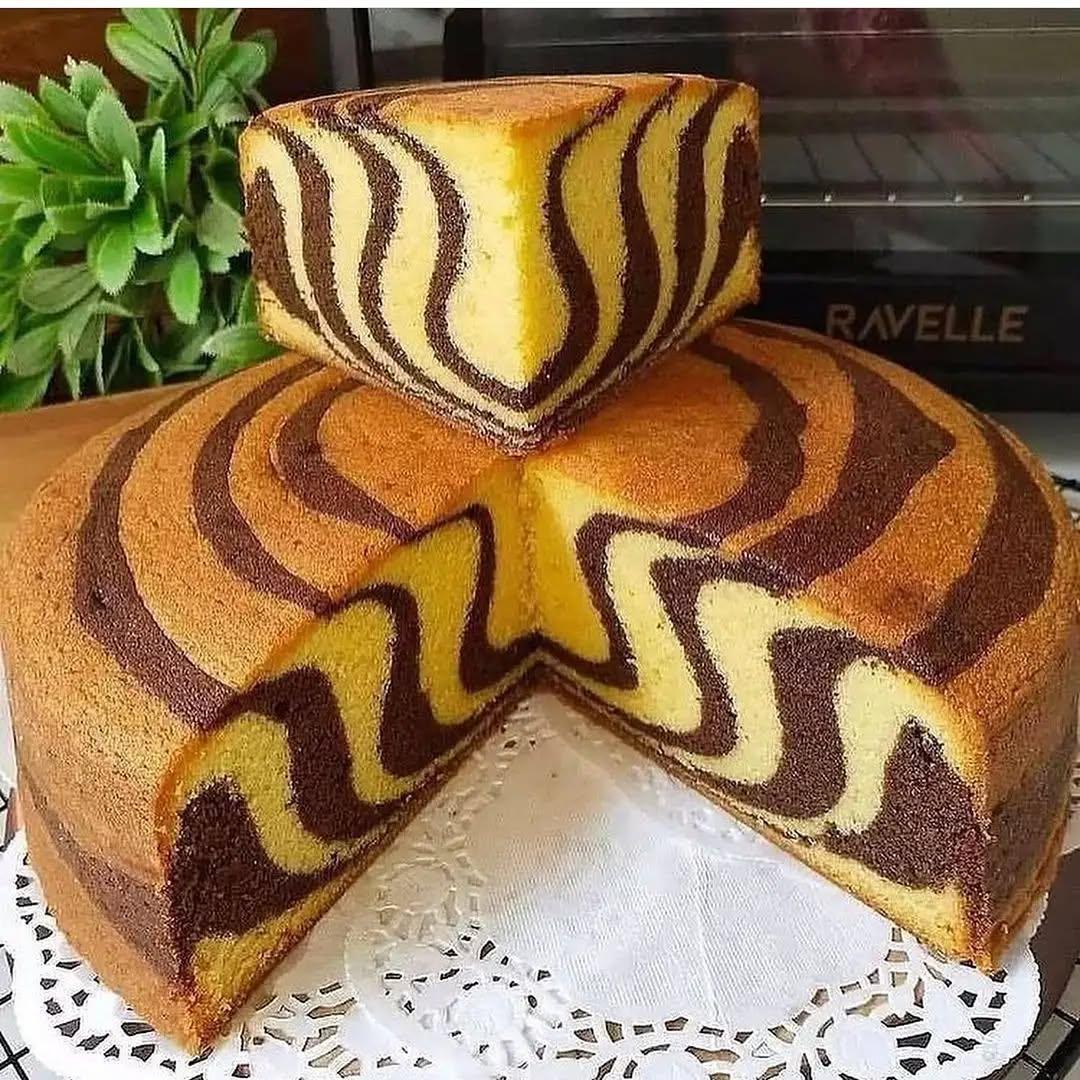 Zebra Cake with Vanilla and Chocolate Layers