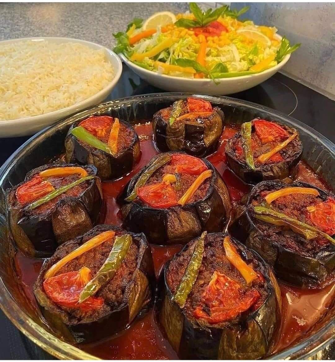 Turkish Minced Meat Stuffed Eggplant Kebab
