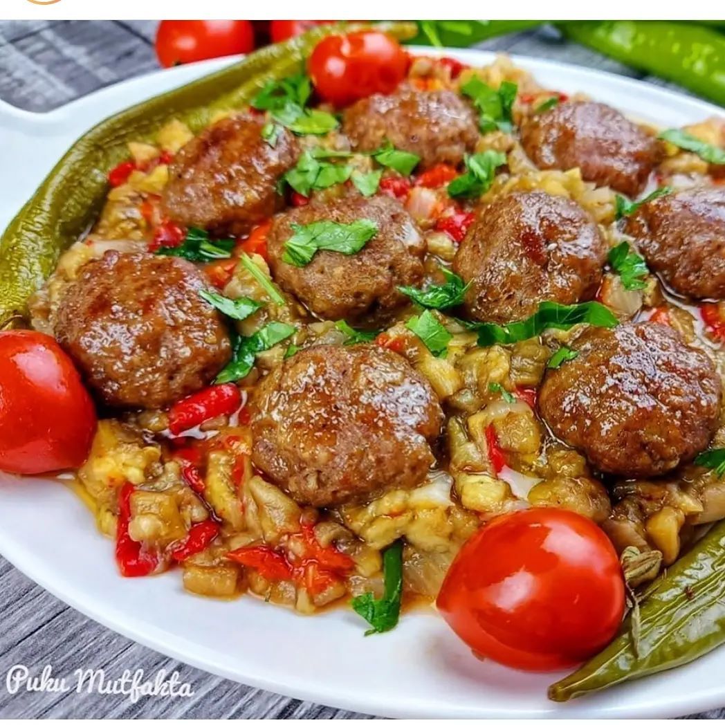 Roasted Eggplant and Meat Kebab