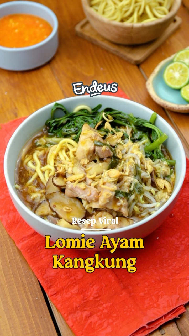 Indonesian Chicken Noodle Soup with Water Spinach