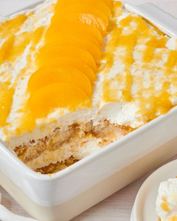 Summer Peach Tiramisu Dessert for Gatherings