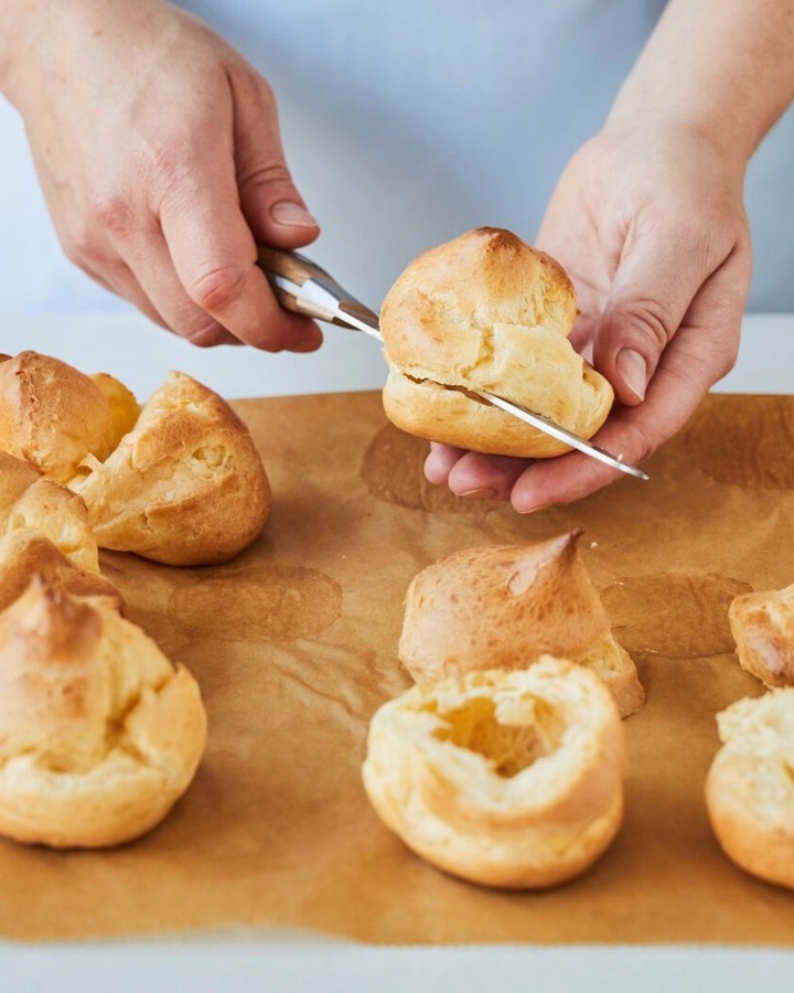 Strawberry Cream Puffs with Whipped Cream Filling