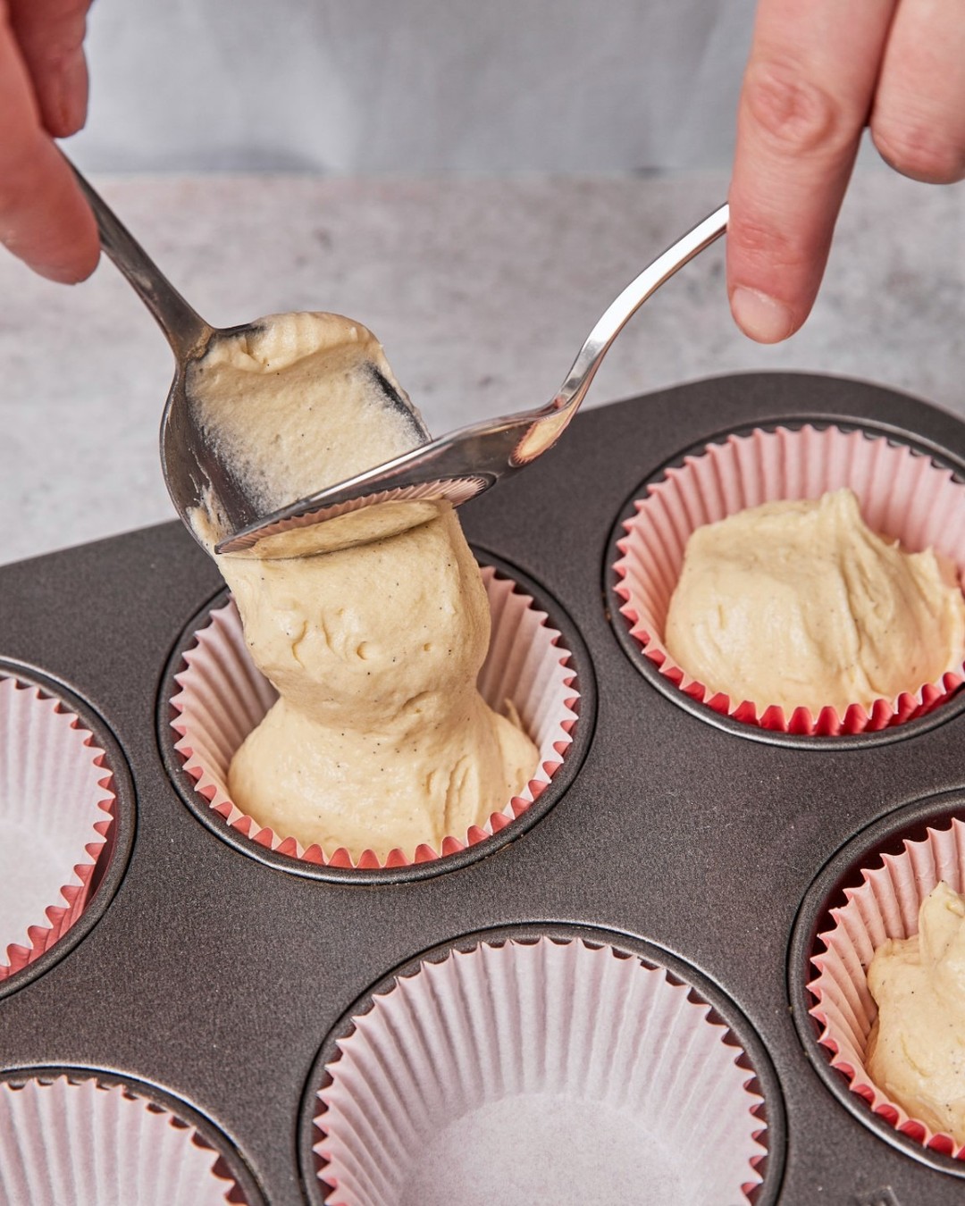 Simple Rhubarb Muffins with Powdered Sugar