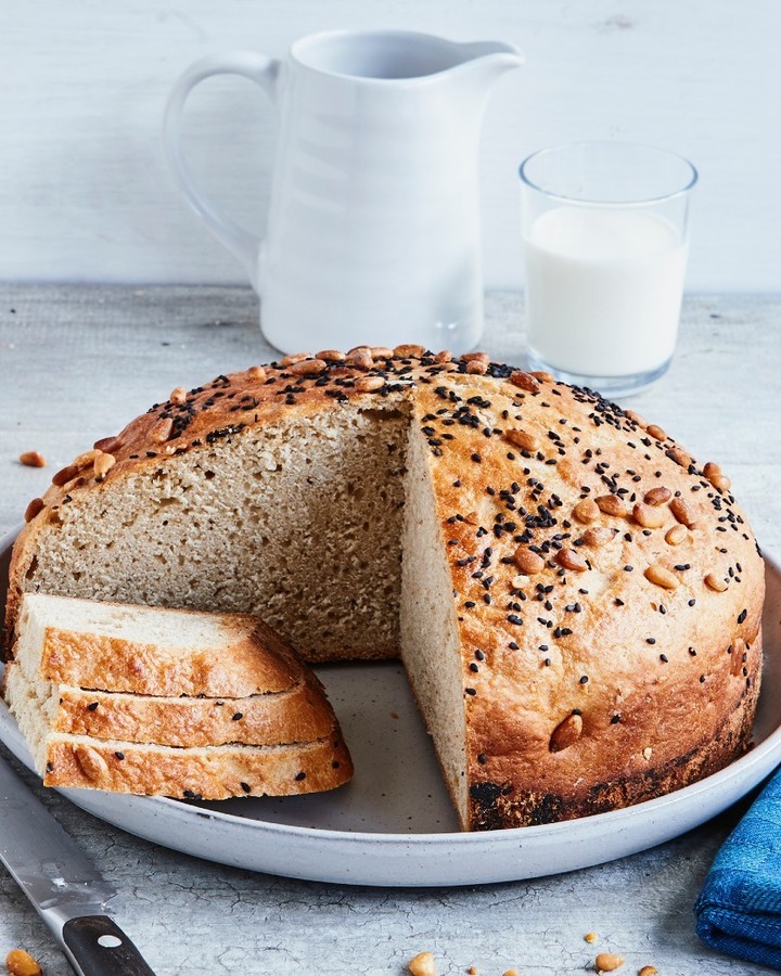 Spelt Buttermilk Bread with Sesame and Pine Nuts