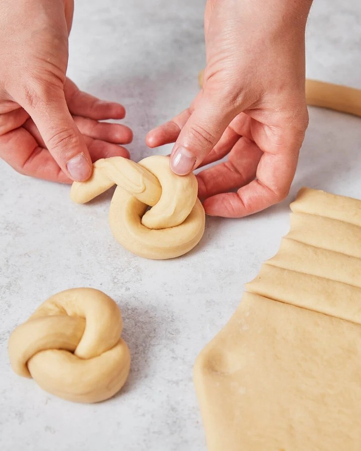German Sweet Yeast Knots with Pearl Sugar