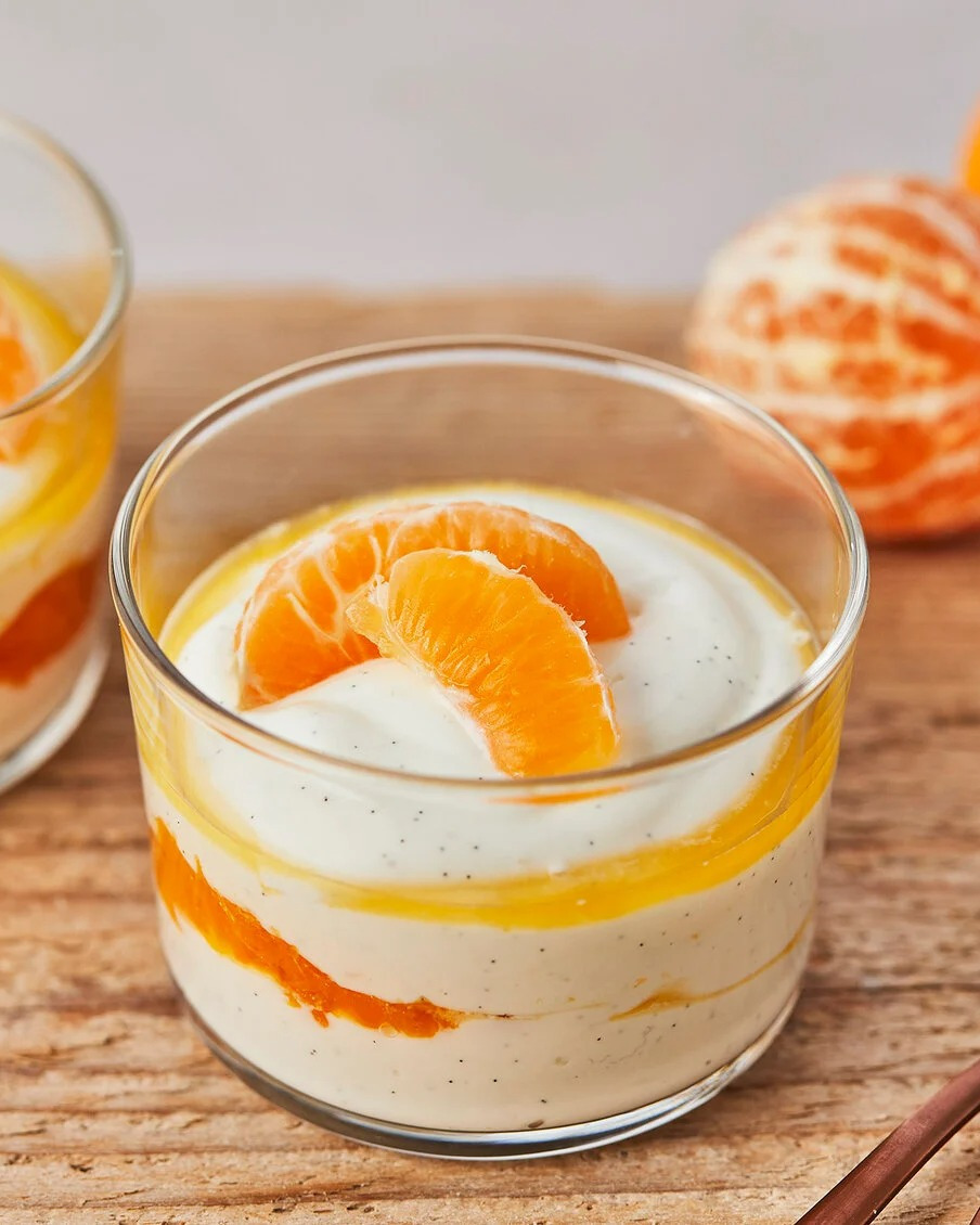 Creamy Mandarin Quark Dessert in Glasses