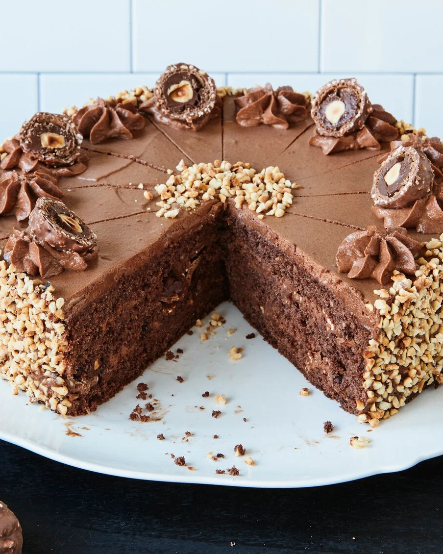 Decadent Rocher Chocolate Hazelnut Layer Cake