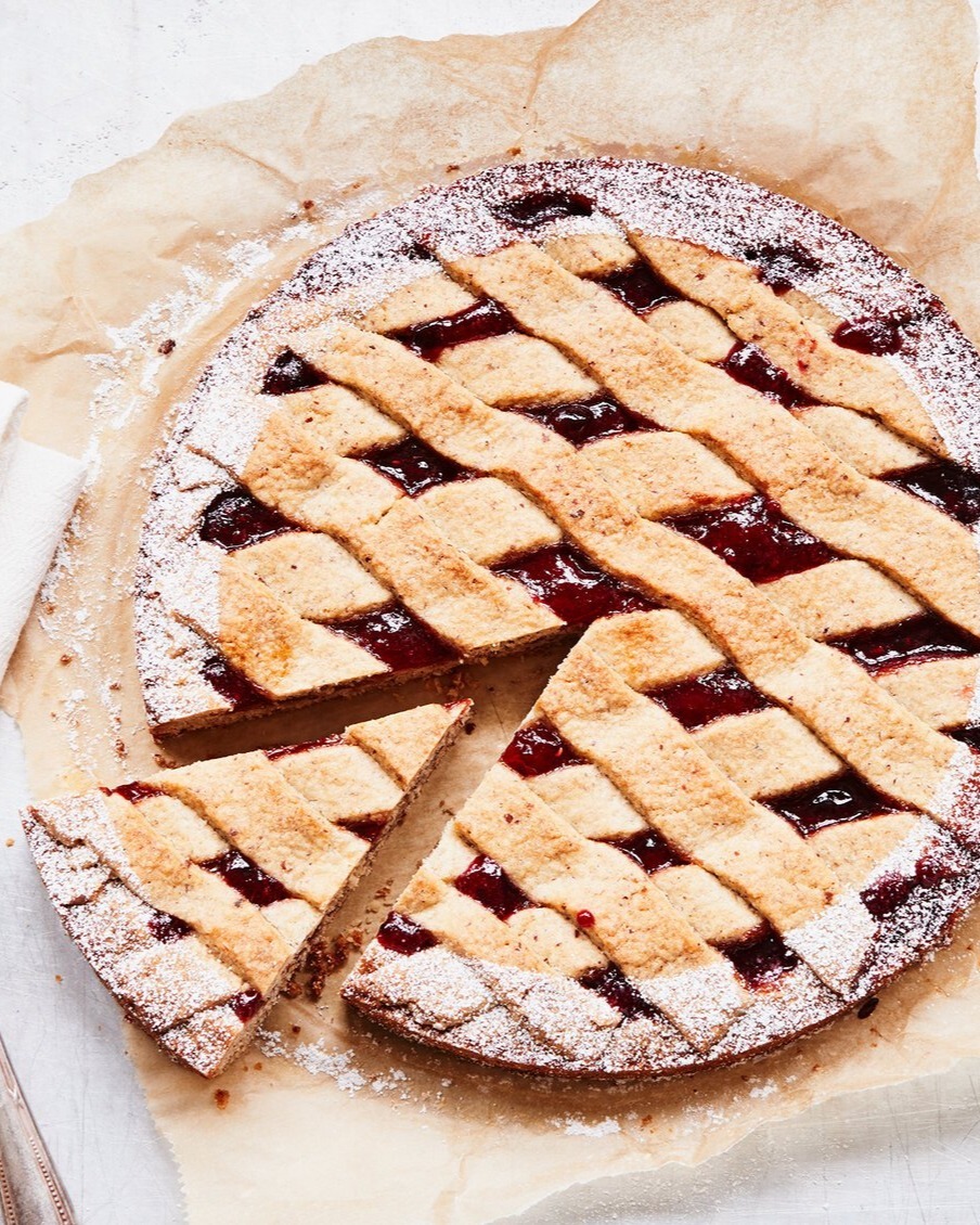 Austrian Linzer Torte with Raspberry Jam