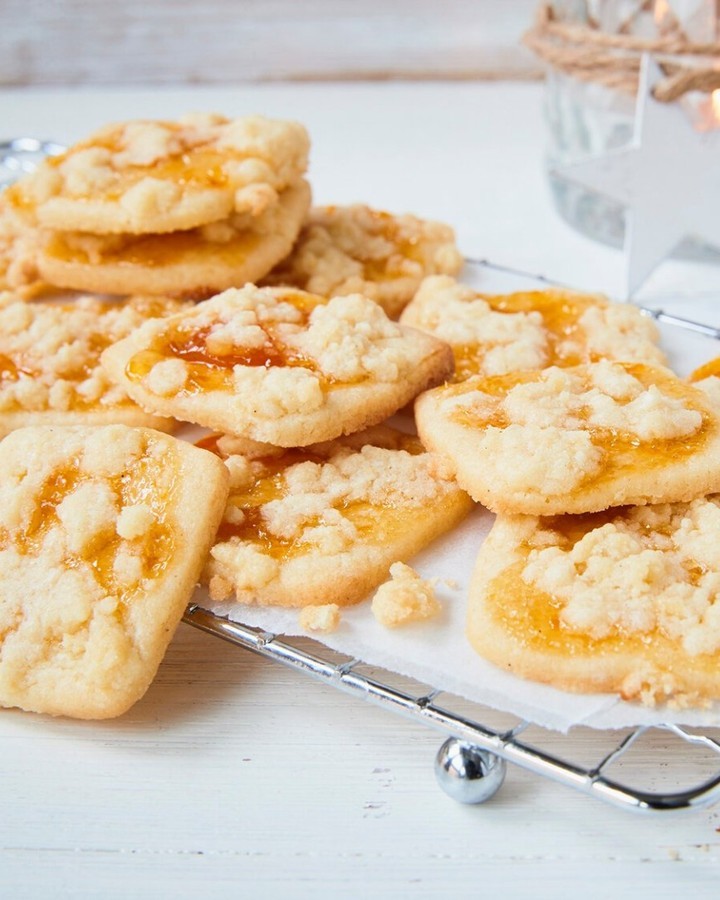 Classic German Jam-Filled Streusel Cookies