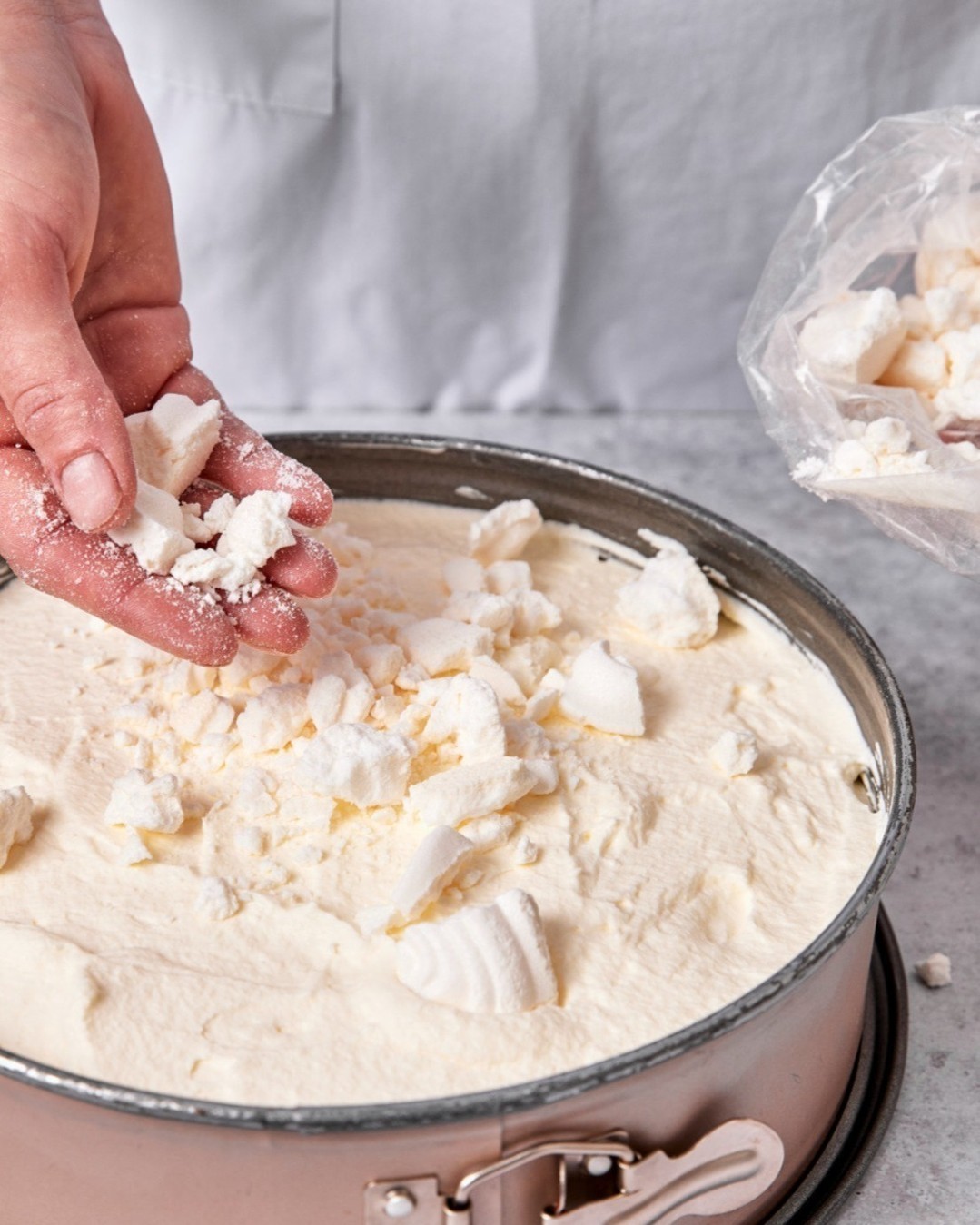 Winter Snowflake Cake with Mascarpone Quark and Baiser