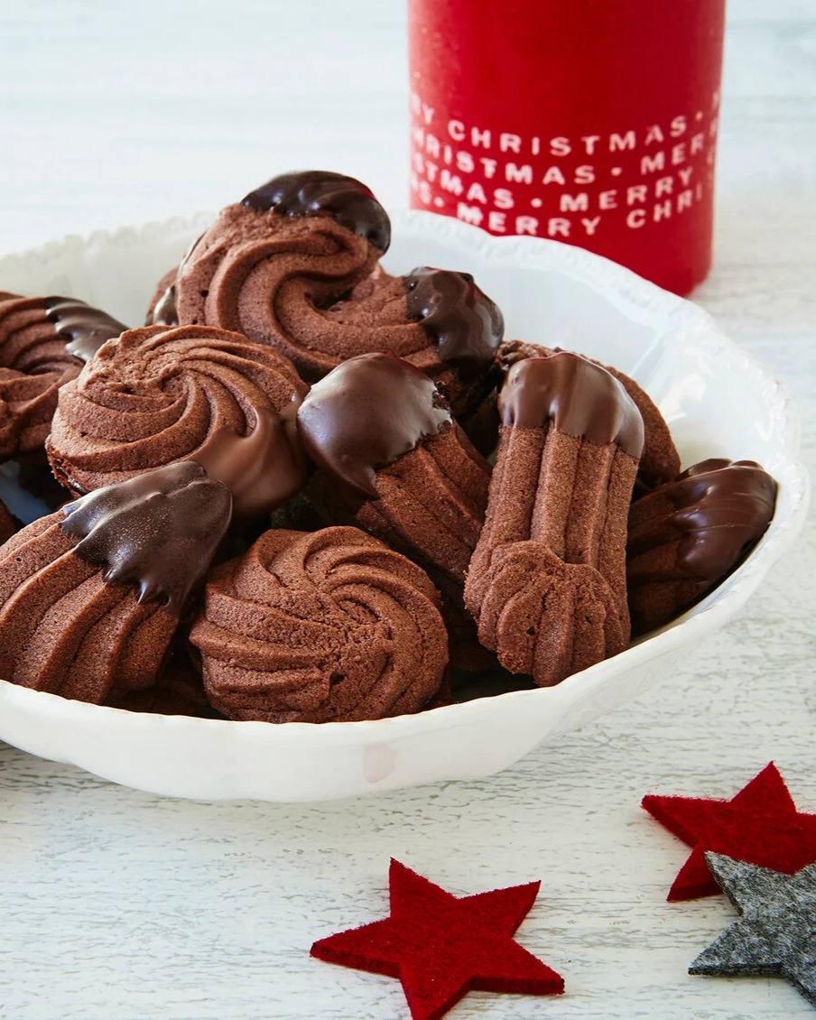 Classic German Chocolate Spritz Cookies
