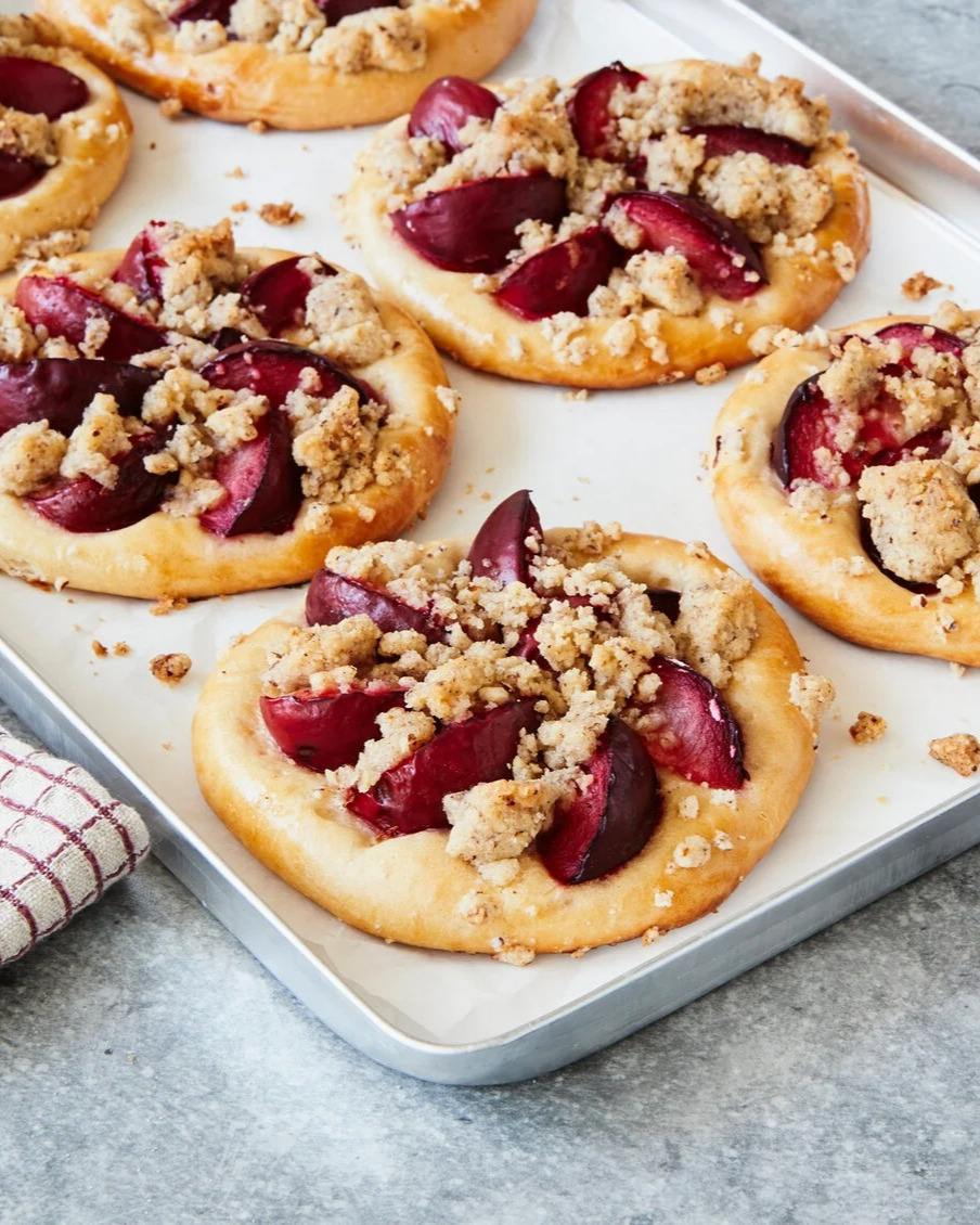 Plum Streusel Tarts with Yeast Base