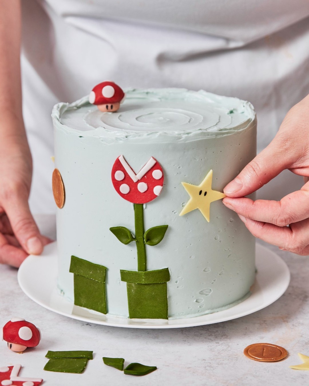 Super Mario Themed Lemon Layer Cake with Fondant
