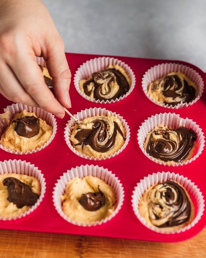 Easy Nutella Muffins with Marble Effect