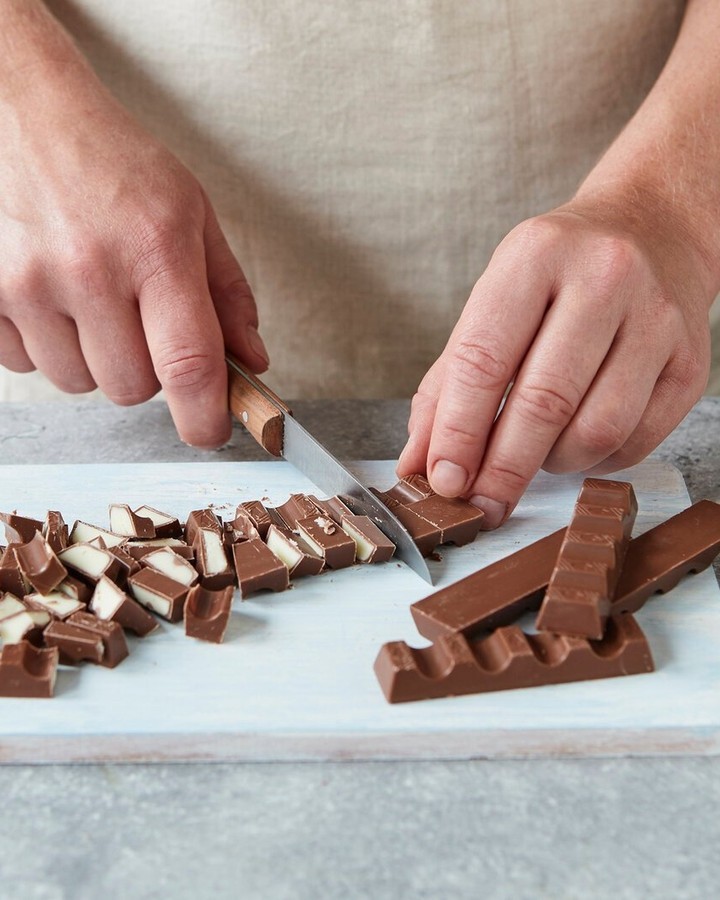 Kinder Chocolate Bar Cheesecake with Cookie Crust