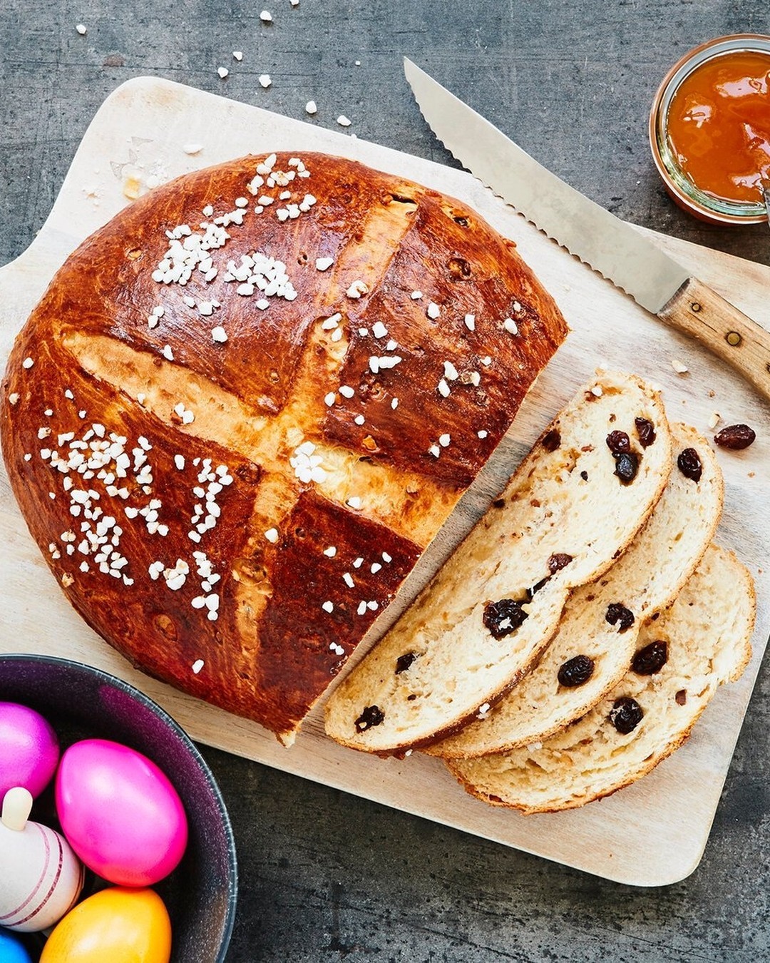 Traditional German Easter Bread with Almonds and Raisins