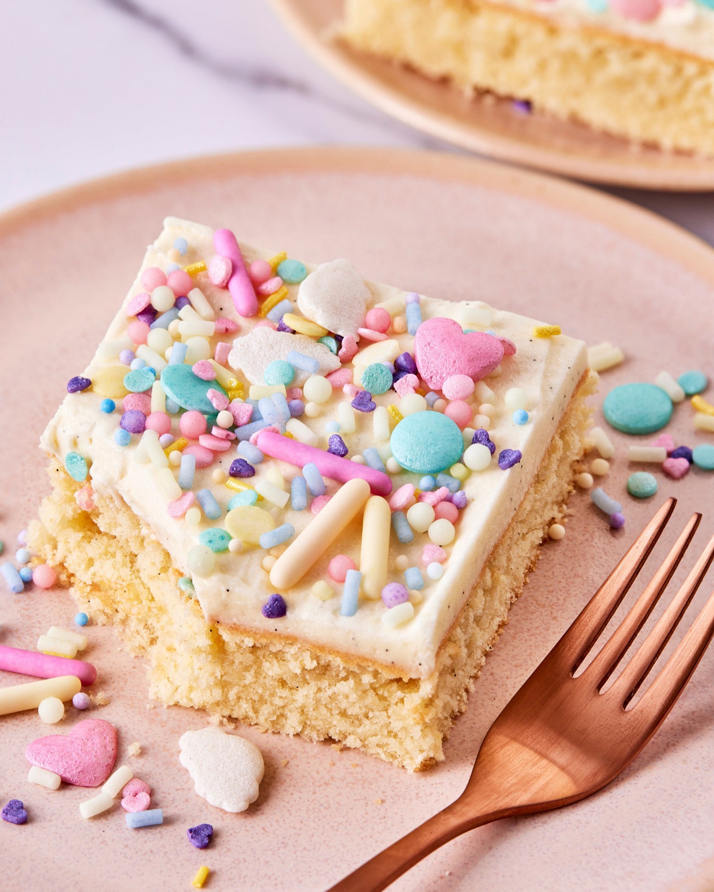Easy Vanilla Sheet Cake with Confetti Decor