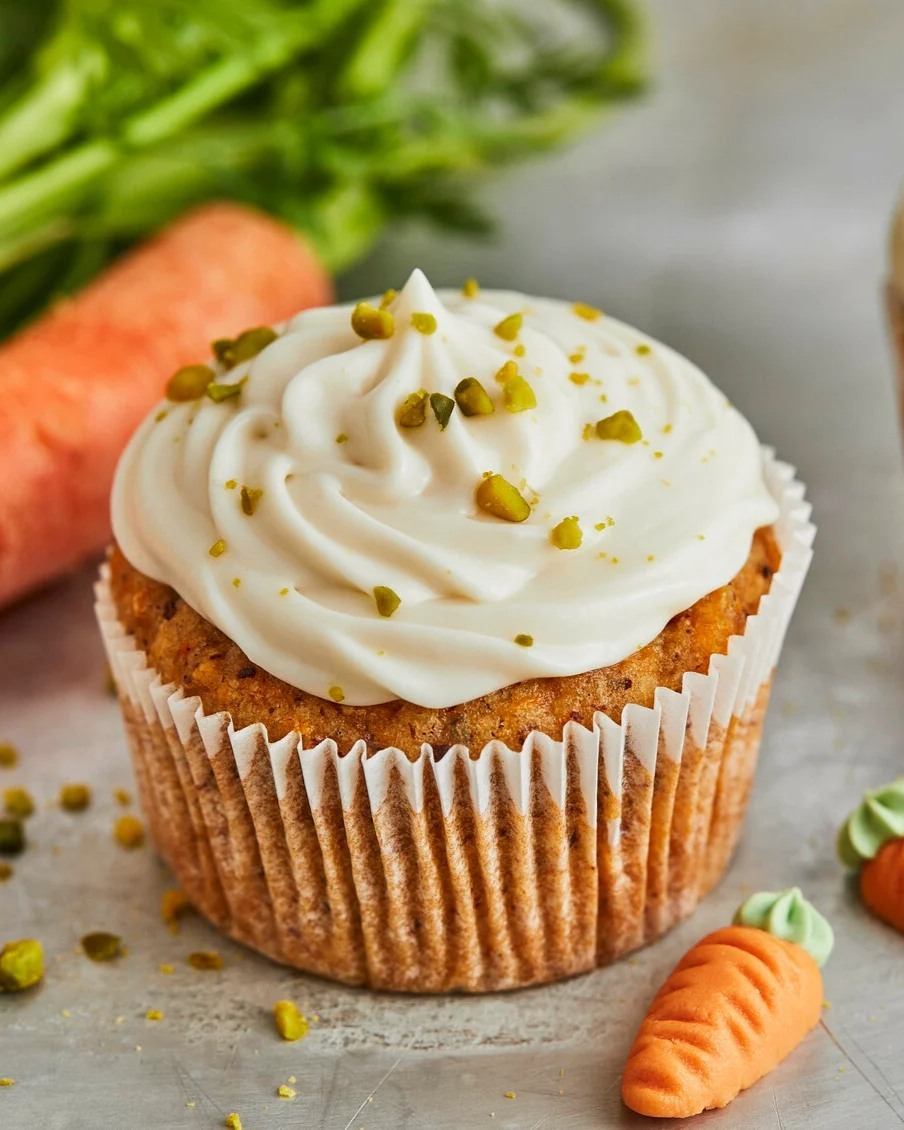 Vegan Carrot Muffins with Creamy Frosting
