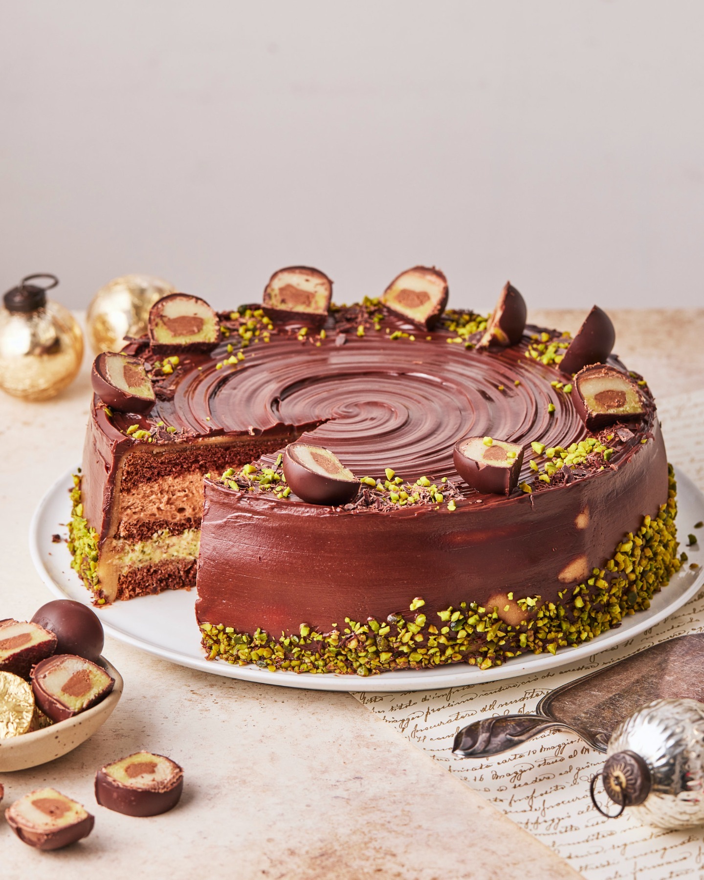 Austrian Mozart Torte with Pistachio Cream