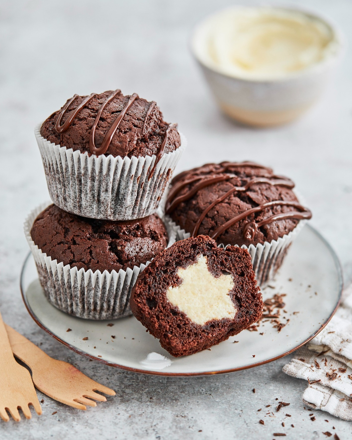 Easy Homemade Chocolate Cream Cheese Muffins