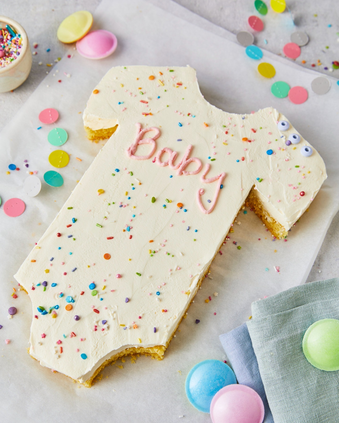 Baby Shower Onesie Cake with Mascarpone Cream