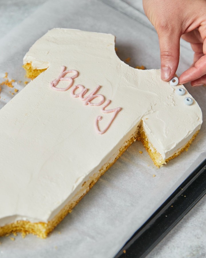 Baby Shower Onesie Cake with Mascarpone Cream