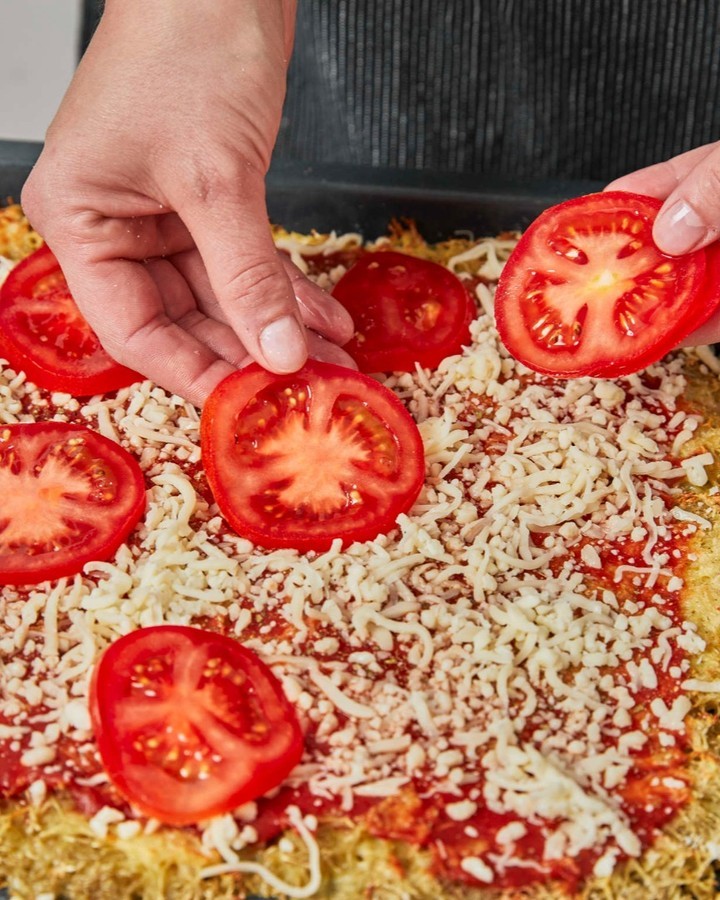 Juicy Potato Crust Pizza with Mozzarella and Tomatoes