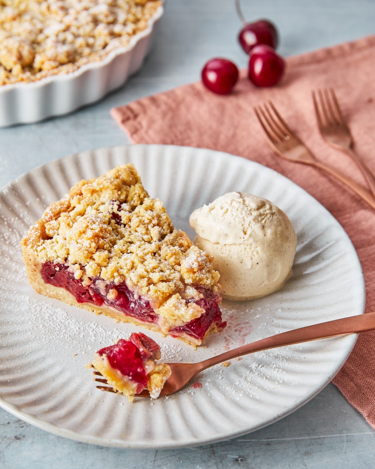 Easy Cherry Crumble Tart