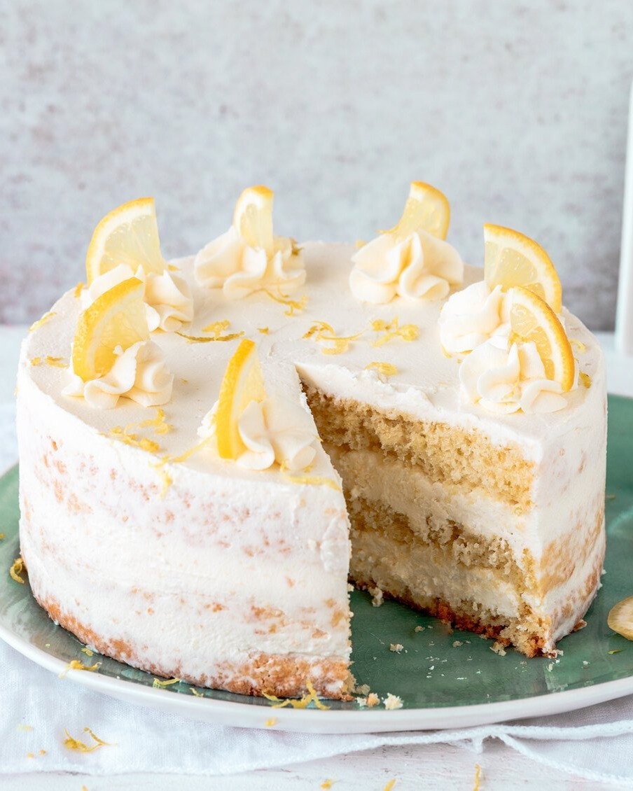 Easy Lemon Torte with Biscuit Base and Cream