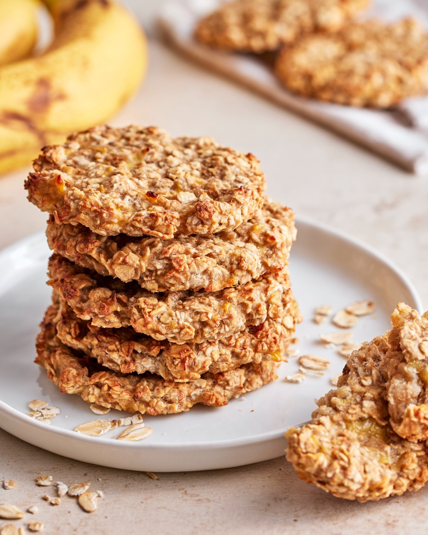 Easy 3-Ingredient Baked Banana Oat Cookies