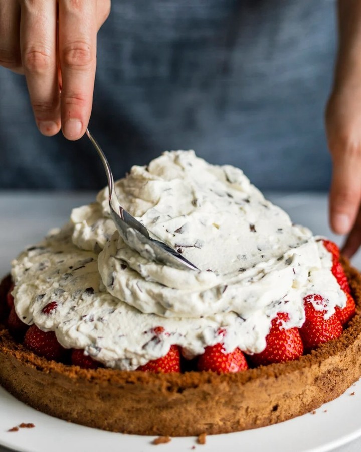 German Chocolate Crumb Cake with Strawberries