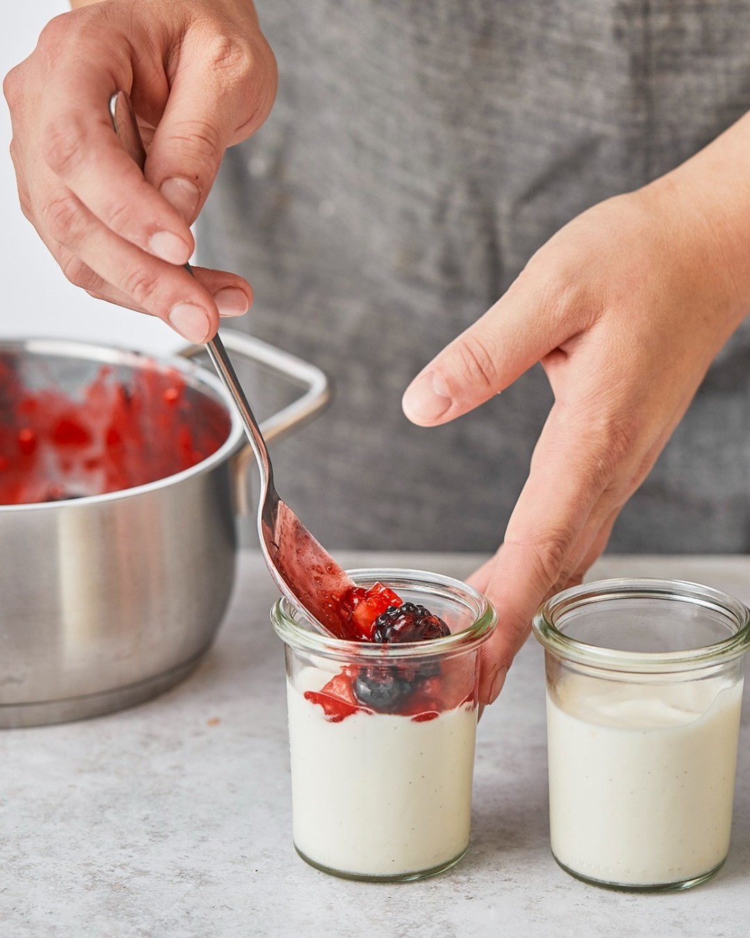 Yogurt Bomb Dessert in Individual Glasses