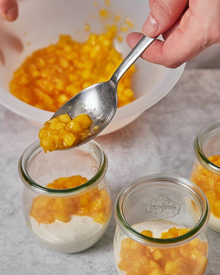 Easter Bunny Mango Cream Dessert in Glasses
