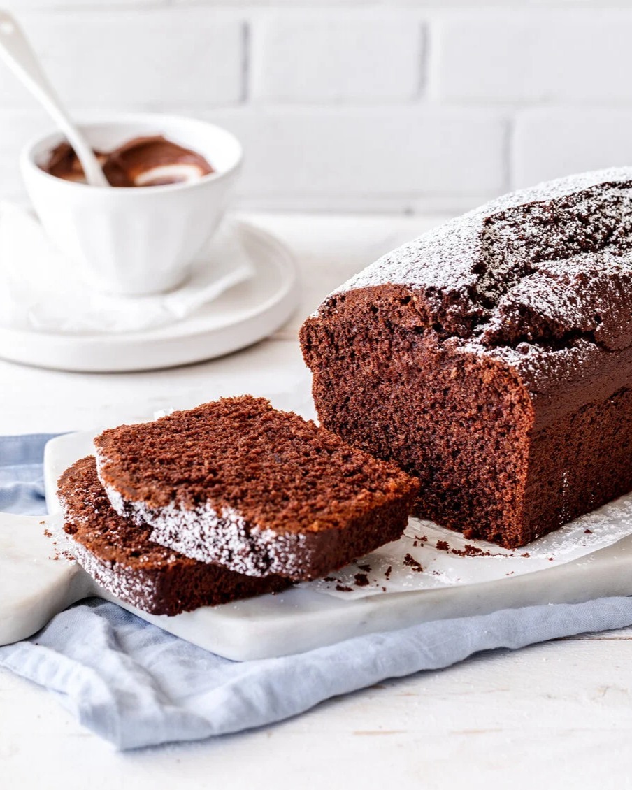 Moist Nutella Hazelnut Cake with Powdered Sugar