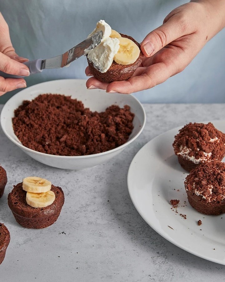 German Chocolate Mole Muffins with Banana Cream
