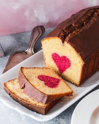 Heart-Shaped Surprise Cake with Chocolate Glaze