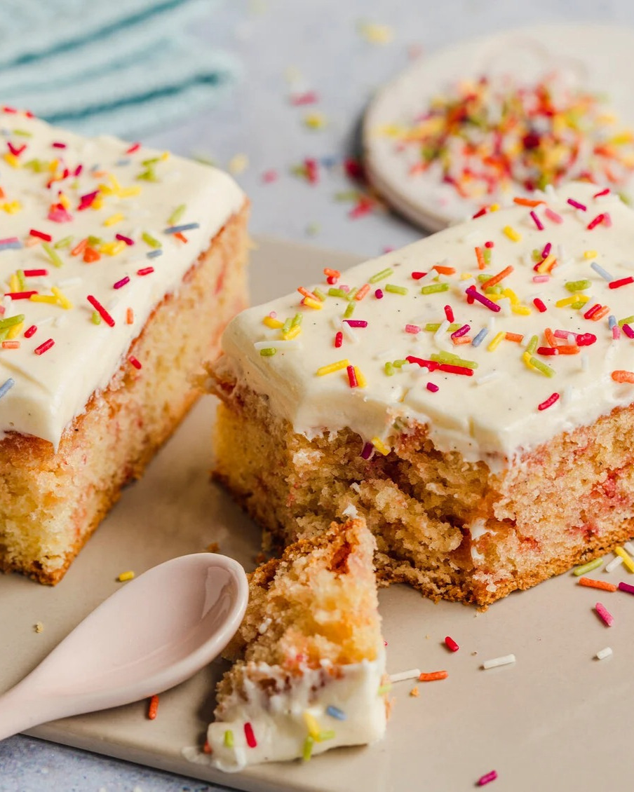 Fluffy Confetti Birthday Cake with Cream Cheese Frosting
