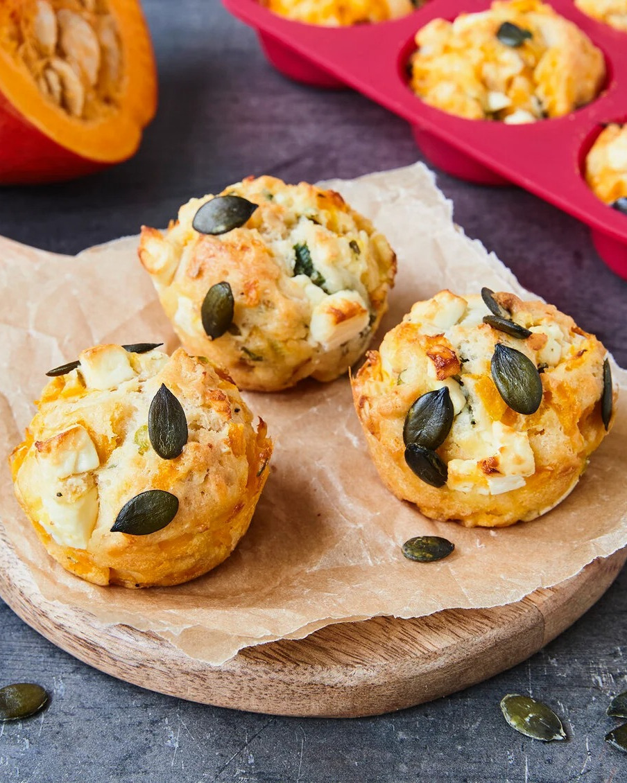 Savory Pumpkin Muffins with Feta and Oats